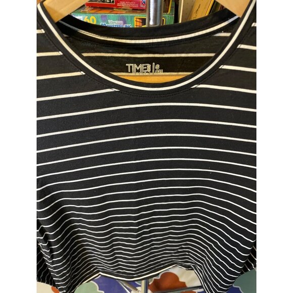 Time and Tru Black White Round Neck Long Sleeve Top Sz S - Picture 4 of 7